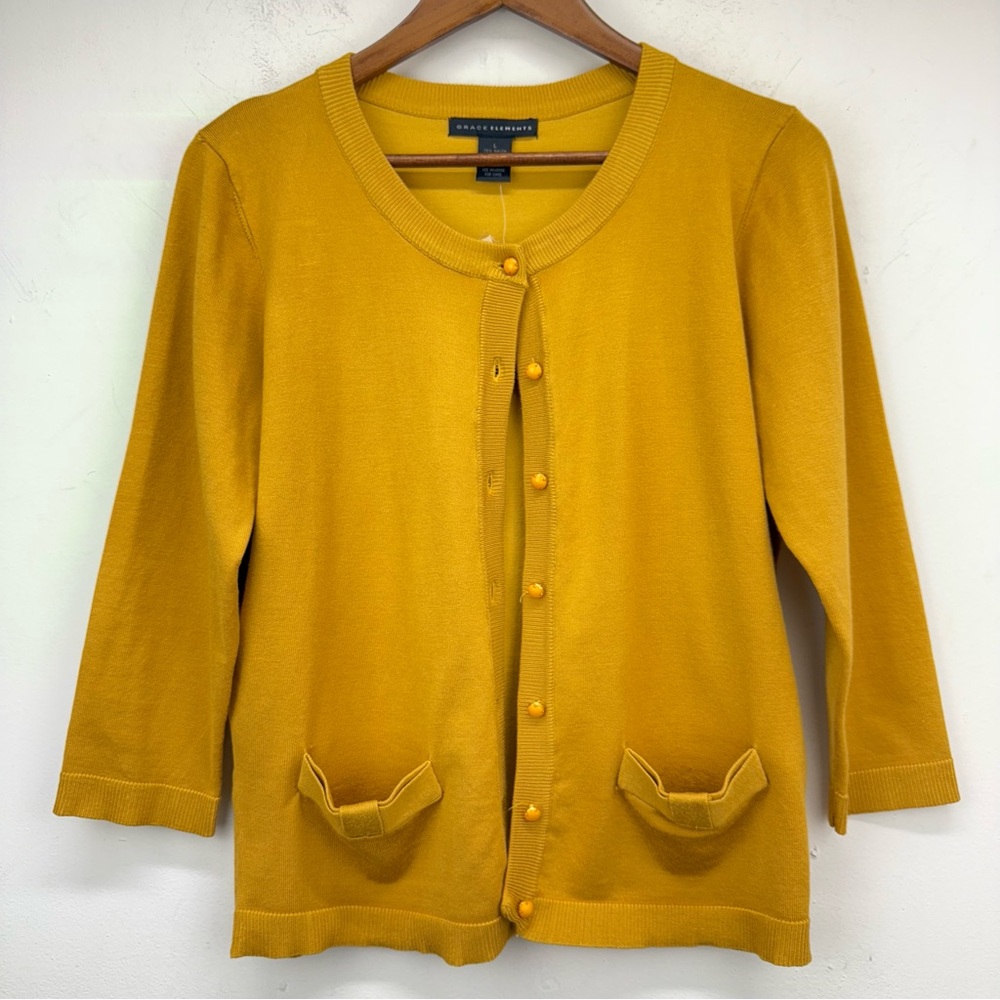 Yellow Button-Up Women's Sweater
